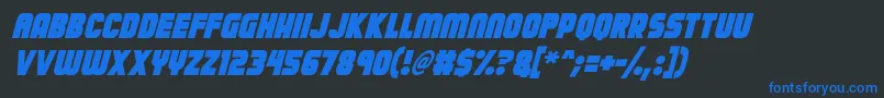 Czcionka Calamitech Italic – niebieskie czcionki na czarnym tle