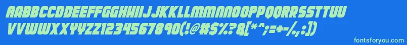 フォントCalamitech Italic – 青い背景に緑のフォント