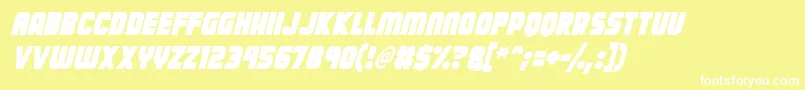 フォントCalamitech Italic – 黄色い背景に白い文字