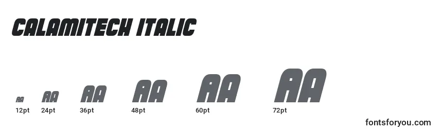 Размеры шрифта Calamitech Italic