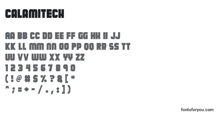 Czcionka Calamitech (122570) – alfabet, cyfry, specjalne znaki