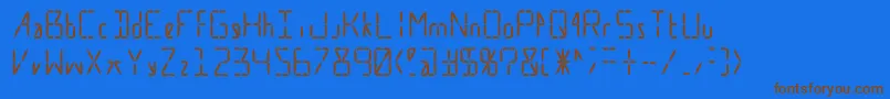 フォントCalculate16 Even – 茶色の文字が青い背景にあります。