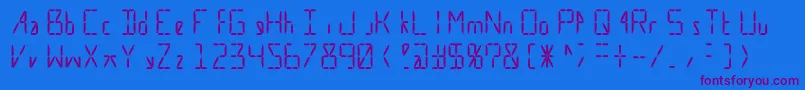 Calculate16 Grid Font – Purple Fonts on Blue Background
