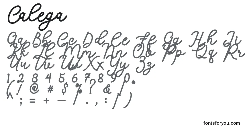 Schriftart Calega – Alphabet, Zahlen, spezielle Symbole