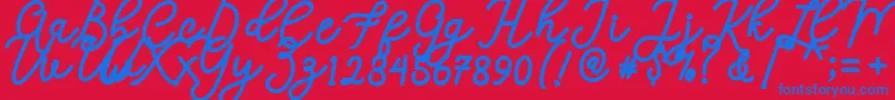 フォントCalega – 赤い背景に青い文字