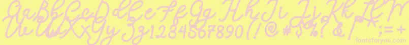 Calega-fontti – vaaleanpunaiset fontit keltaisella taustalla