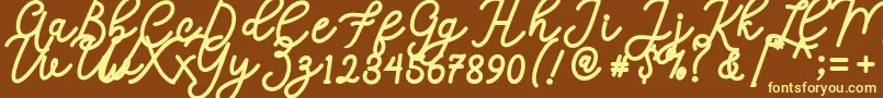 Calega-fontti – keltaiset fontit ruskealla taustalla