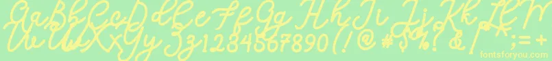 Calega Font – Yellow Fonts on Green Background