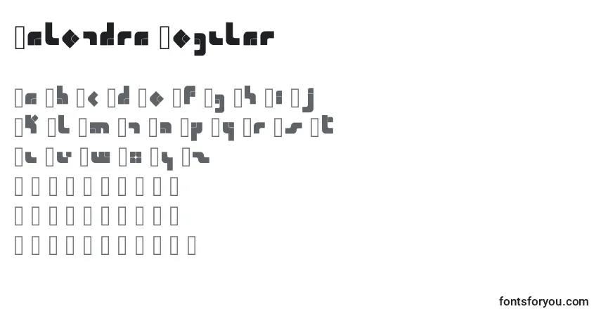 Schriftart Calendra Regular – Alphabet, Zahlen, spezielle Symbole