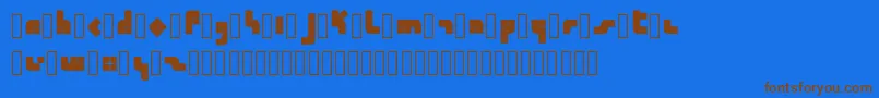 フォントCalendra Regular – 茶色の文字が青い背景にあります。