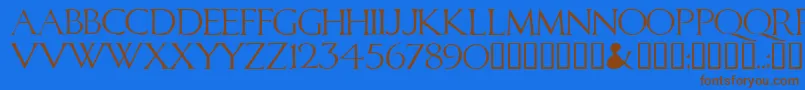 フォントCALID    – 茶色の文字が青い背景にあります。