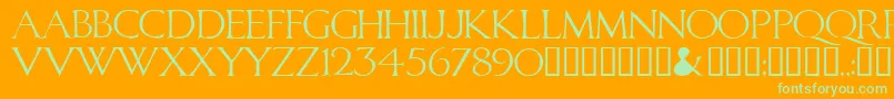 CALID   -fontti – vihreät fontit oranssilla taustalla