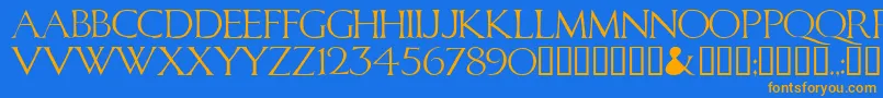 CALID   -fontti – oranssit fontit sinisellä taustalla