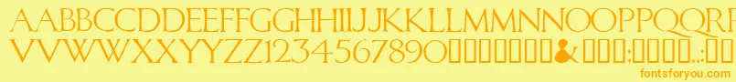 CALID   -Schriftart – Orangefarbene Schriften auf gelbem Hintergrund