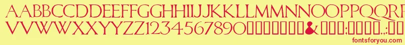 CALID   -Schriftart – Rote Schriften auf gelbem Hintergrund