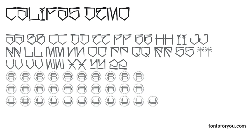 A fonte Califas Demo – alfabeto, números, caracteres especiais