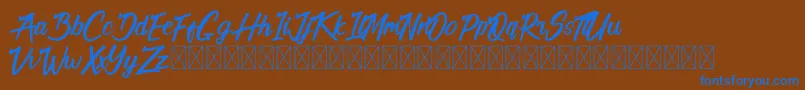 フォントCalifornia Alternate – 茶色の背景に青い文字