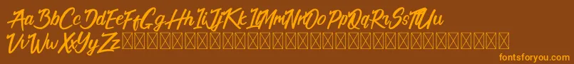 フォントCalifornia Alternate – オレンジ色の文字が茶色の背景にあります。