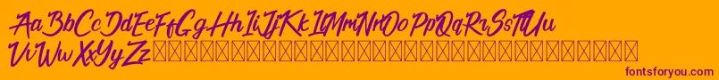 California Alternate-Schriftart – Violette Schriften auf orangefarbenem Hintergrund