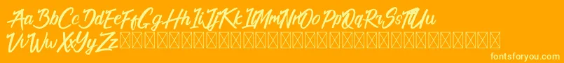 California Alternate-Schriftart – Gelbe Schriften auf orangefarbenem Hintergrund