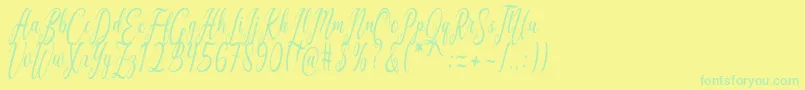 フォントCalifornia Script – 黄色い背景に緑の文字