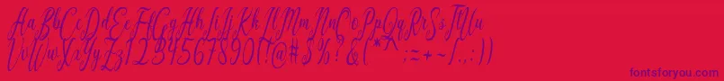 Czcionka California Script – fioletowe czcionki na czerwonym tle