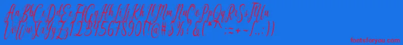 California Script-Schriftart – Rote Schriften auf blauem Hintergrund