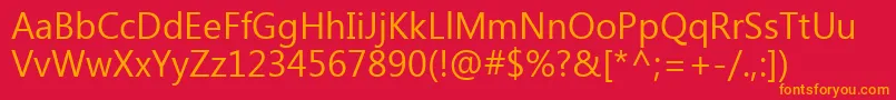 MicrosoftTaiLe-Schriftart – Orangefarbene Schriften auf rotem Hintergrund