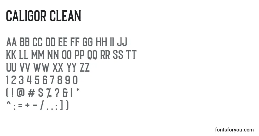 Schriftart Caligor Clean (122585) – Alphabet, Zahlen, spezielle Symbole