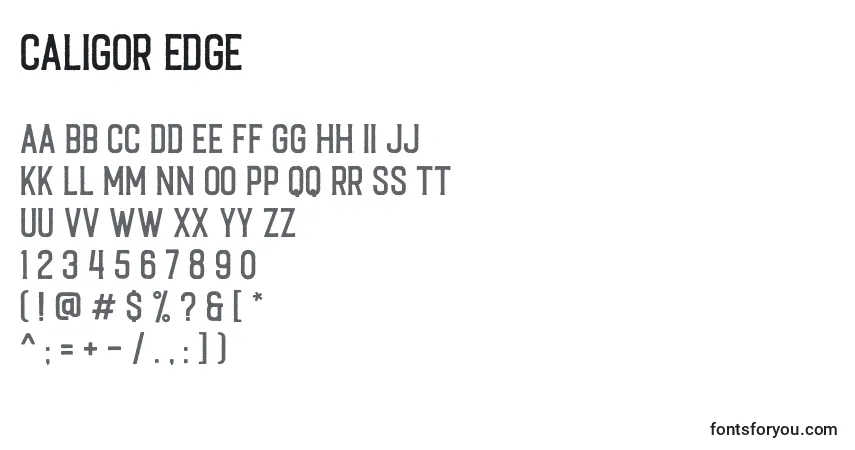 A fonte Caligor Edge – alfabeto, números, caracteres especiais