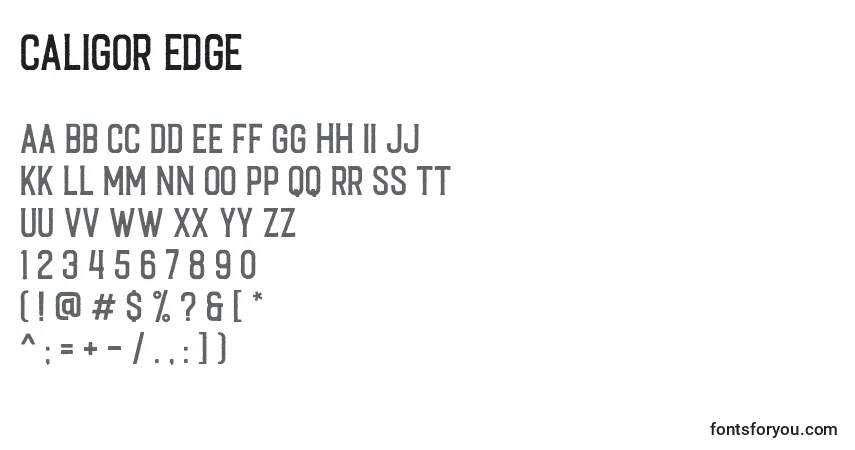 A fonte Caligor Edge (122587) – alfabeto, números, caracteres especiais