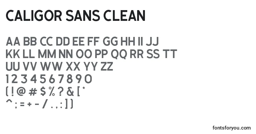 Шрифт Caligor Sans Clean – алфавит, цифры, специальные символы