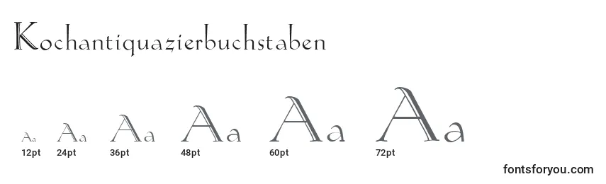 Kochantiquazierbuchstaben-fontin koot