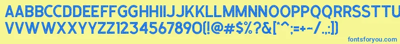 Caligor Sans Stamp Font – Blue Fonts on Yellow Background