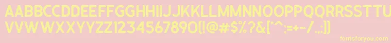 Caligor Sans Stamp Font – Yellow Fonts on Pink Background