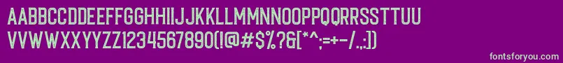 Caligor Stamp-Schriftart – Grüne Schriften auf violettem Hintergrund