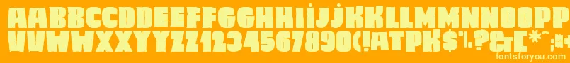 Caligula-Schriftart – Gelbe Schriften auf orangefarbenem Hintergrund