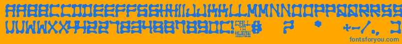 Call to Huesi Font – Blue Fonts on Orange Background