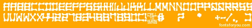 Call to Huesi-Schriftart – Weiße Schriften auf orangefarbenem Hintergrund