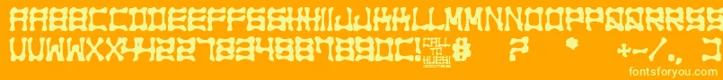 Call to Huesi-Schriftart – Gelbe Schriften auf orangefarbenem Hintergrund