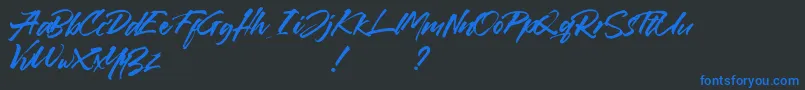 Callaghands Font – Blue Fonts on Black Background