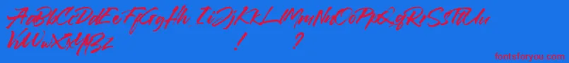 Callaghands Font – Red Fonts on Blue Background