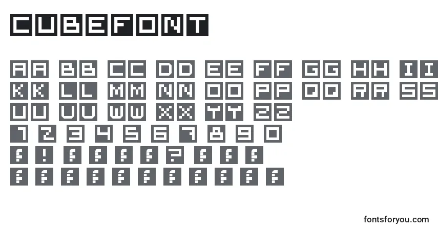 Schriftart CubeFont – Alphabet, Zahlen, spezielle Symbole