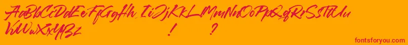 Callaghands Font – Red Fonts on Orange Background