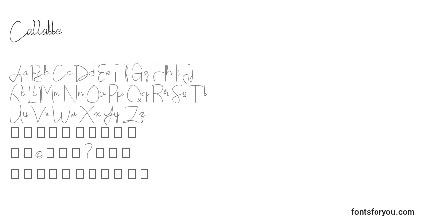 Czcionka Callatte (122602) – alfabet, cyfry, specjalne znaki