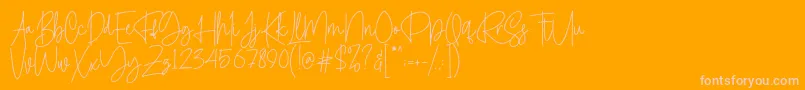 Calledliner-Schriftart – Rosa Schriften auf orangefarbenem Hintergrund