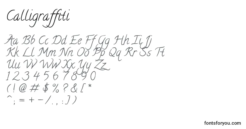 A fonte Calligraffiti (122605) – alfabeto, números, caracteres especiais