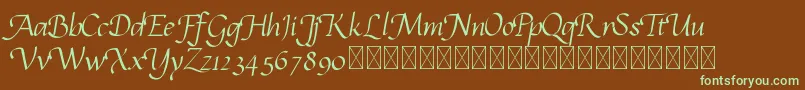 calligrampersonal-fontti – vihreät fontit ruskealla taustalla