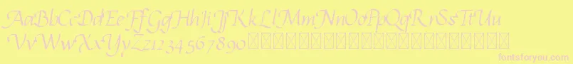 Fonte calligrampersonal – fontes rosa em um fundo amarelo