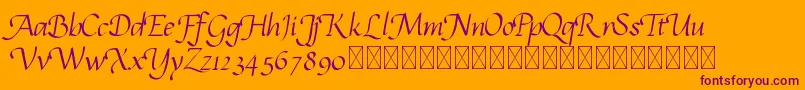 Czcionka calligrampersonal – fioletowe czcionki na pomarańczowym tle